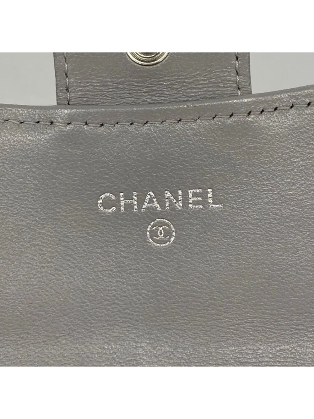 Chanel Wallet Quilted Lambskin Gray Silver
